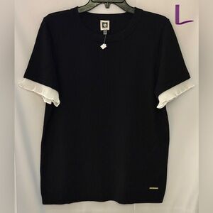 Anne Klein Black Sweater with White Accents